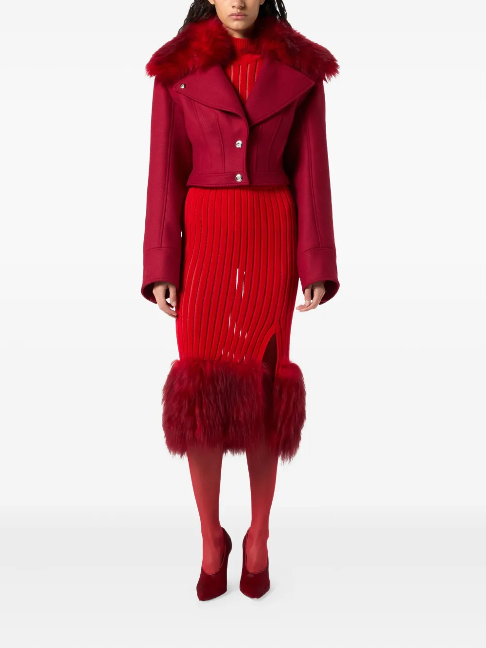 Blumarine faux-fur-collar cropped jacket | Cropped Jackets | Image 2