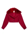 Blumarine faux-fur-collar cropped jacket - Red