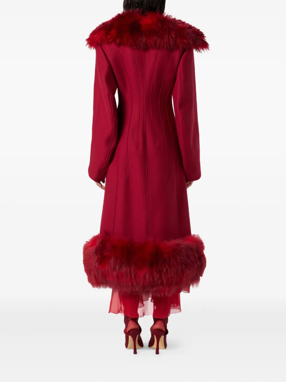 Blumarine Faux-fur-trimmed Coat In Multi