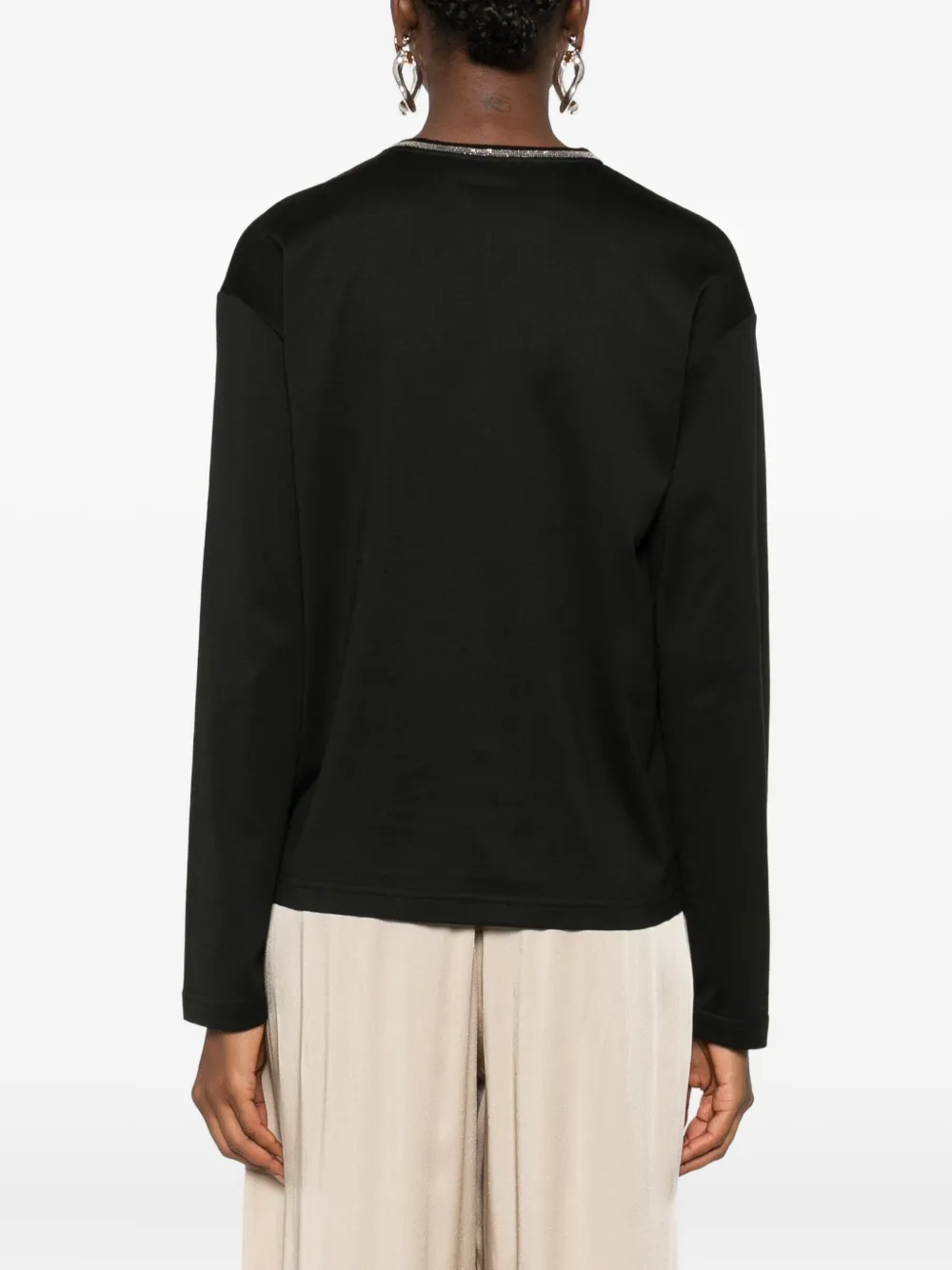 Fabiana Filippi T-shirt met verfraaide hals Zwart