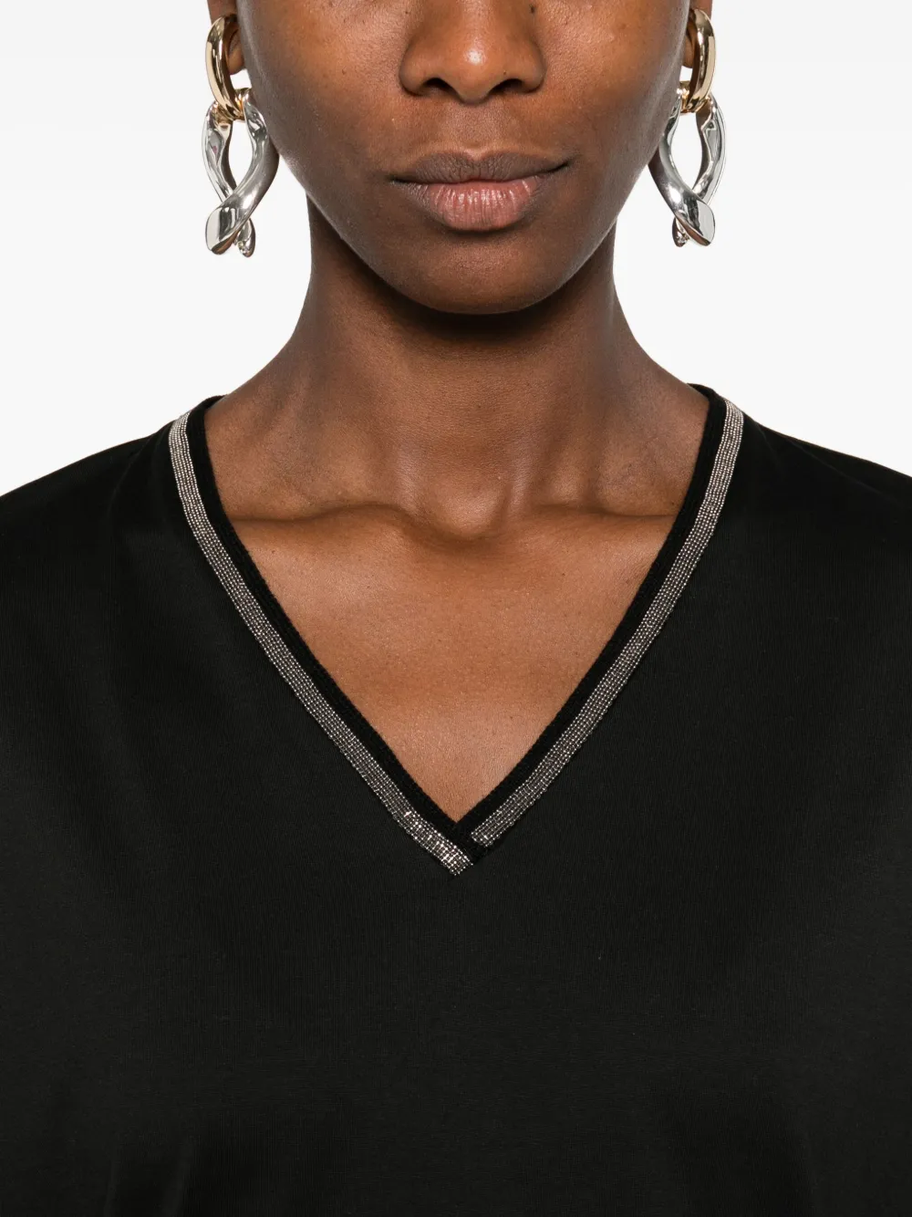 Fabiana Filippi T-shirt met verfraaide hals Zwart