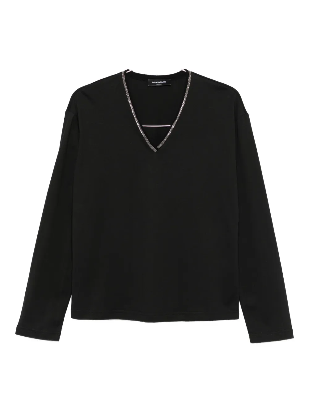 Fabiana Filippi embellished-neckline T-shirt - Schwarz