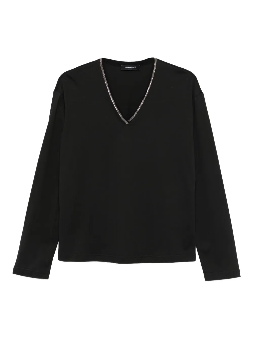 Fabiana Filippi embellished-neckline T-shirt | Black | Image 1