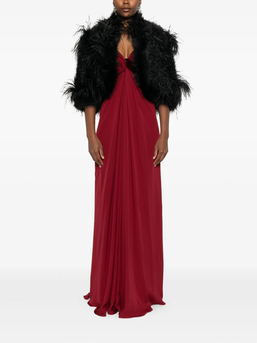 Elie Saab feather-trimmed jacket | Faux Fur & Shearling Jackets | Image 2