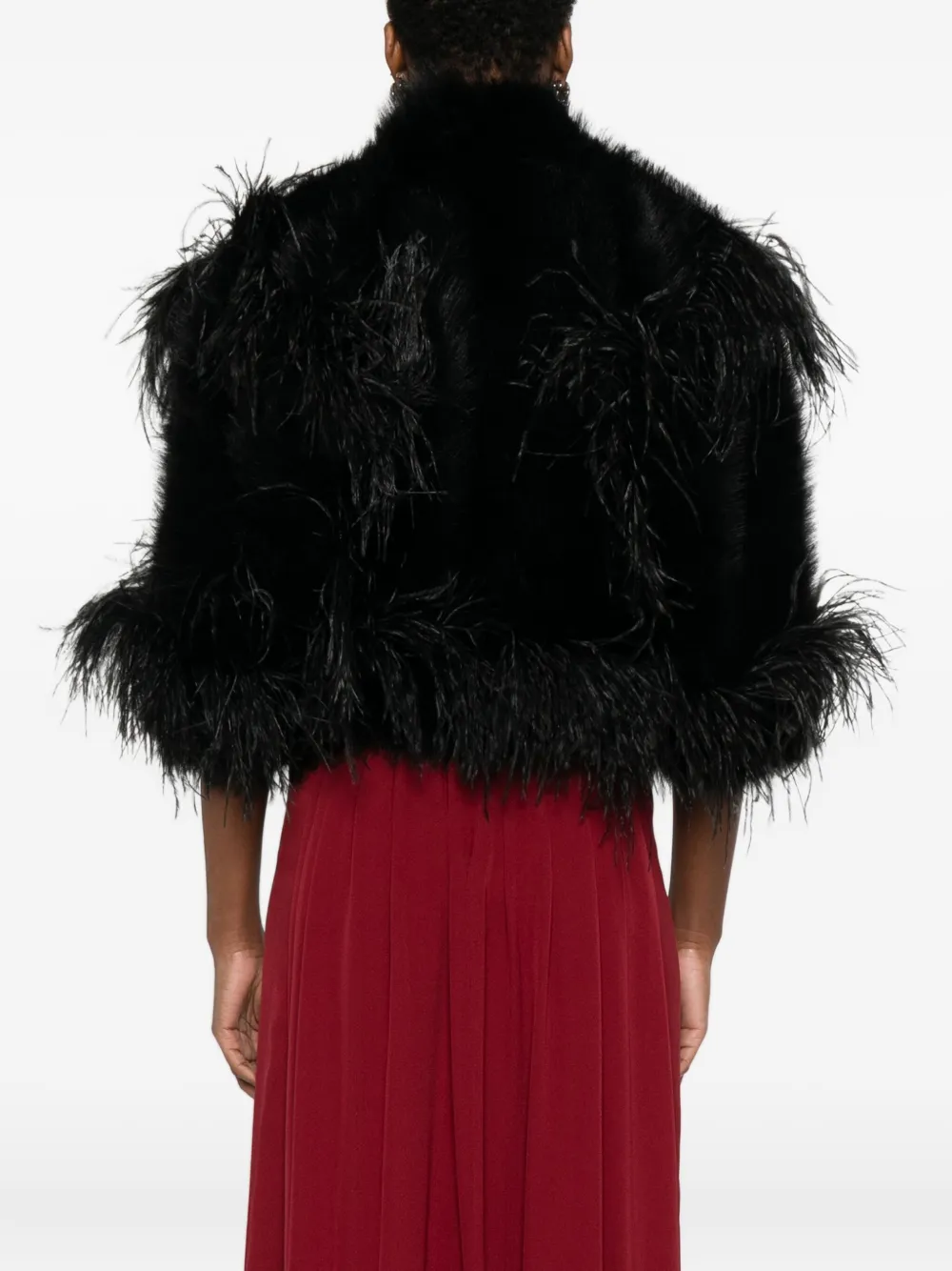 Elie Saab Feather-trimmed Jacket In Black