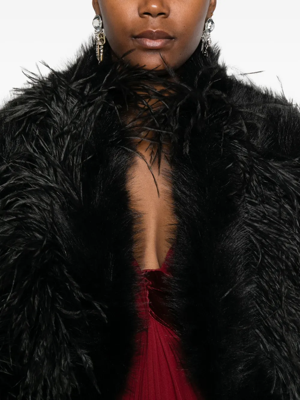 Elie Saab Feather-trimmed Jacket In Black