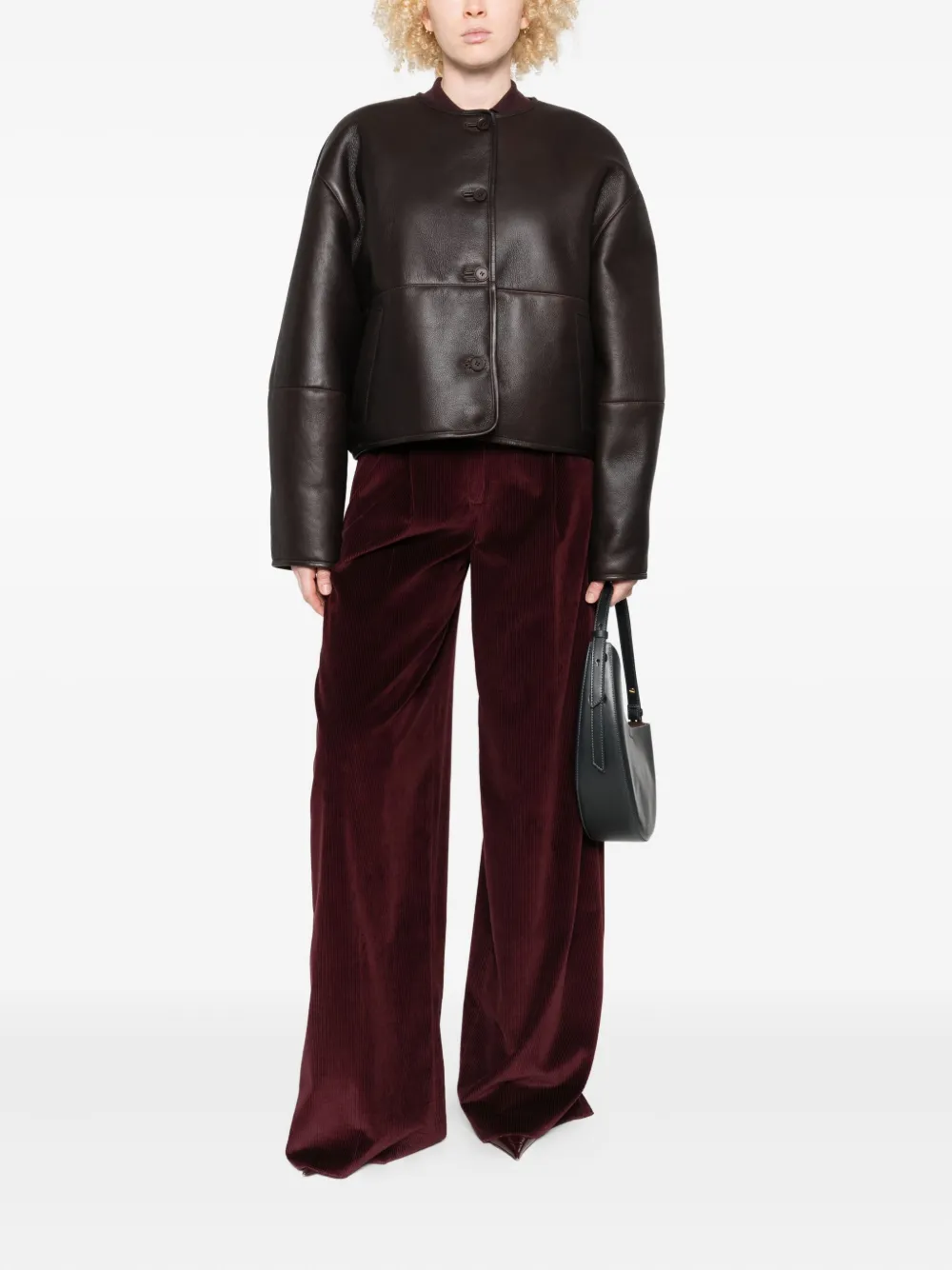 Soeur Buttoned Leather Jacket In Brown