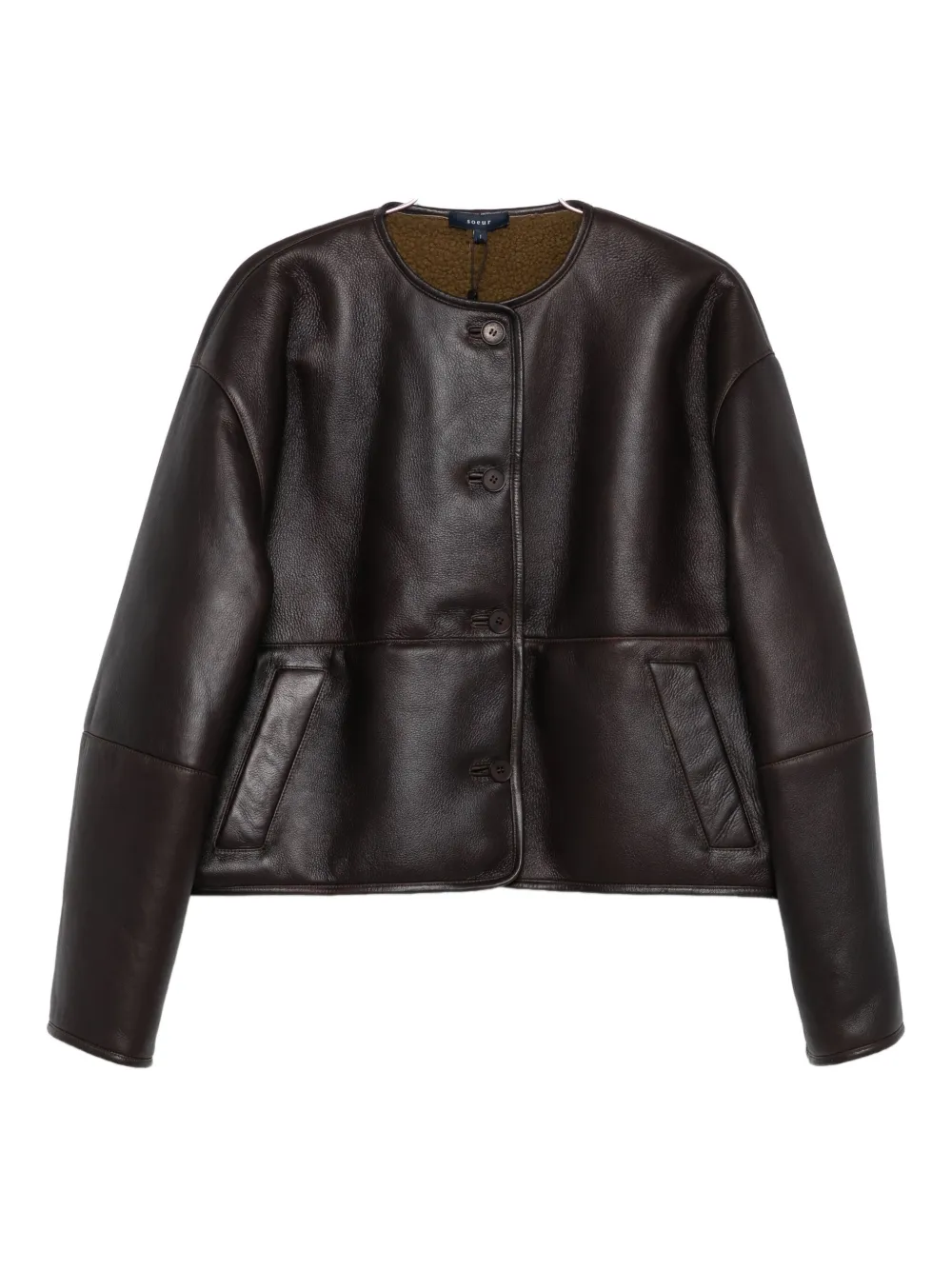 Soeur Buttoned Leather Jacket In Brown