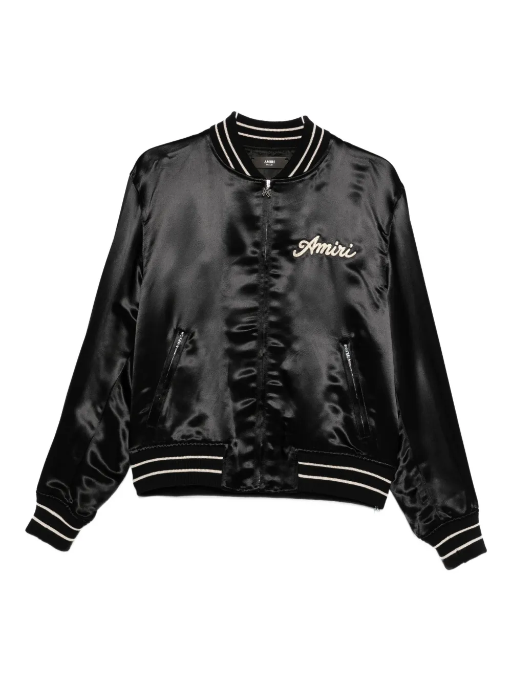 Amiri Bomber Jacket With Ribbed Cuffs And Hem In Black