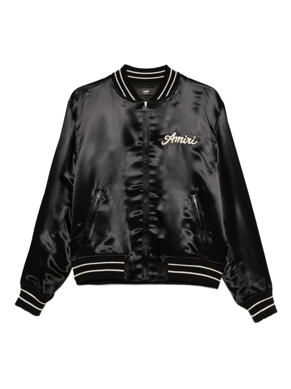 AMIRI embroidered satin bomber jacket | Black | Image 1