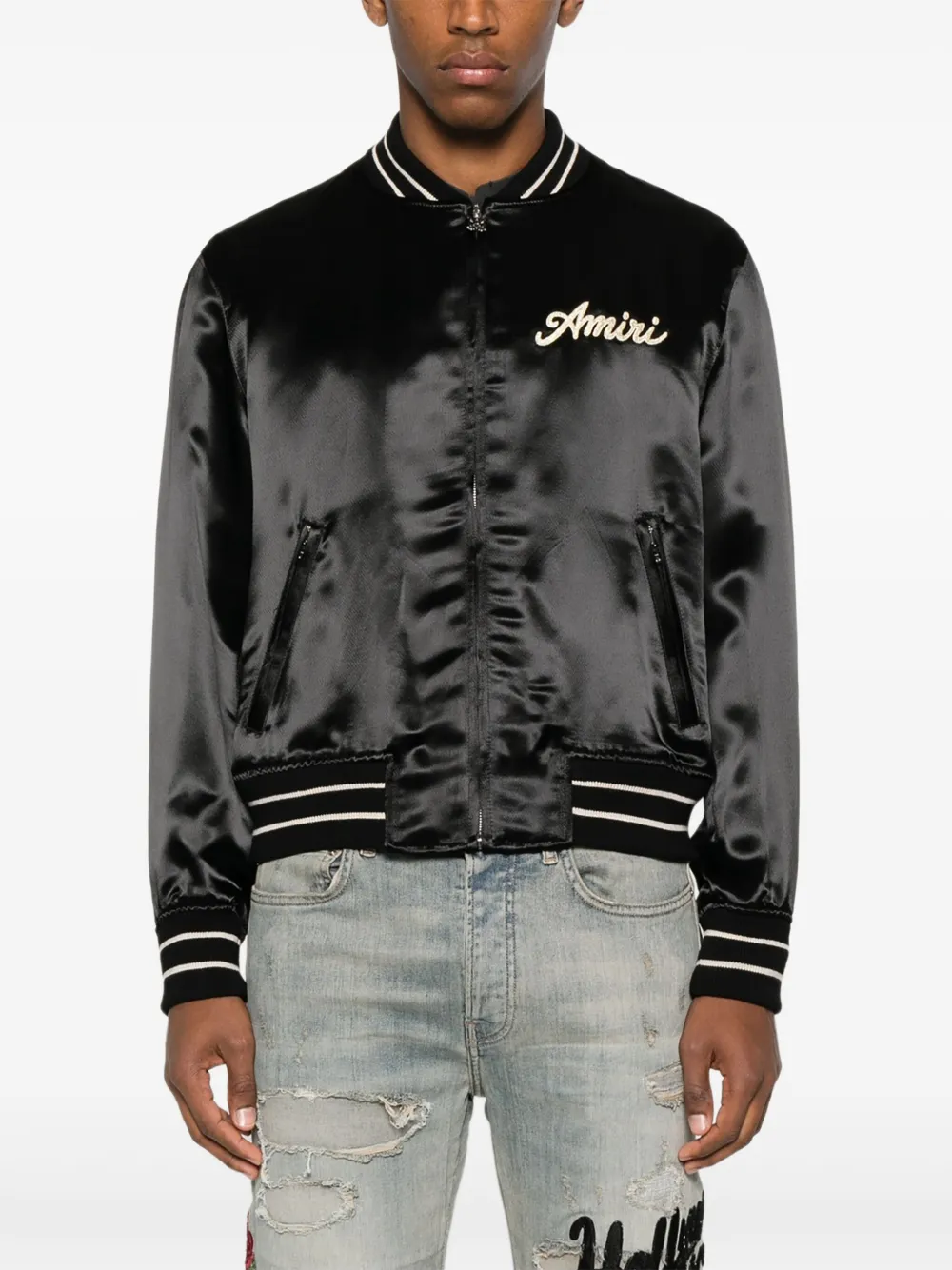 AMIRI Satijnen bomberjack Zwart
