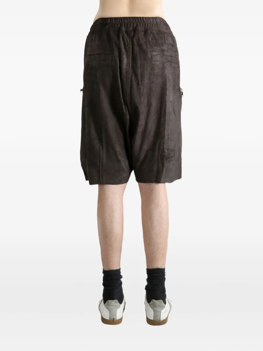 Rick Owens Bauhaus Bela Zip-pocket Drawstring Shorts In Brown