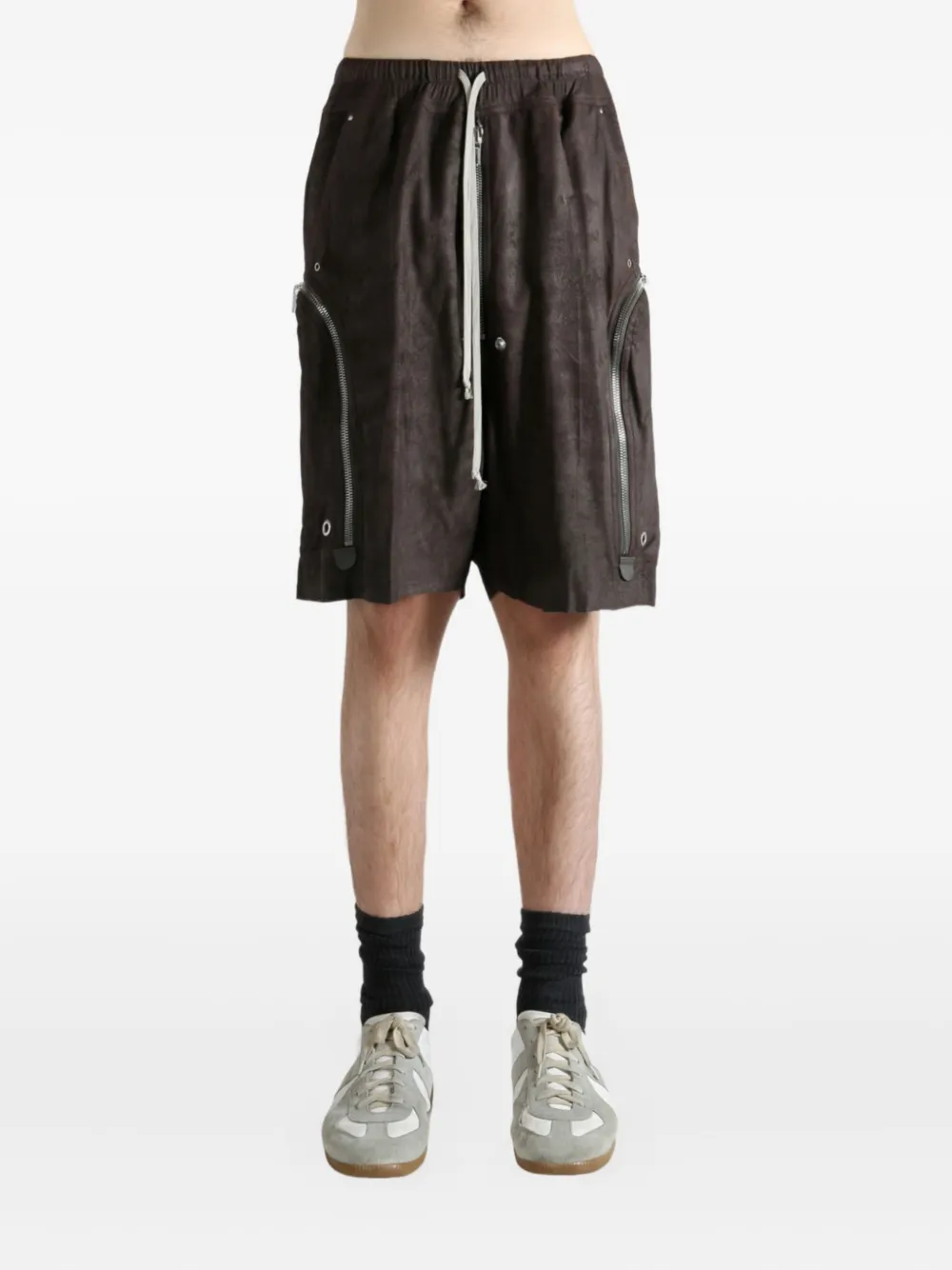 Rick Owens Bauhaus Bela zip-pocket drawstring shorts - Bruin