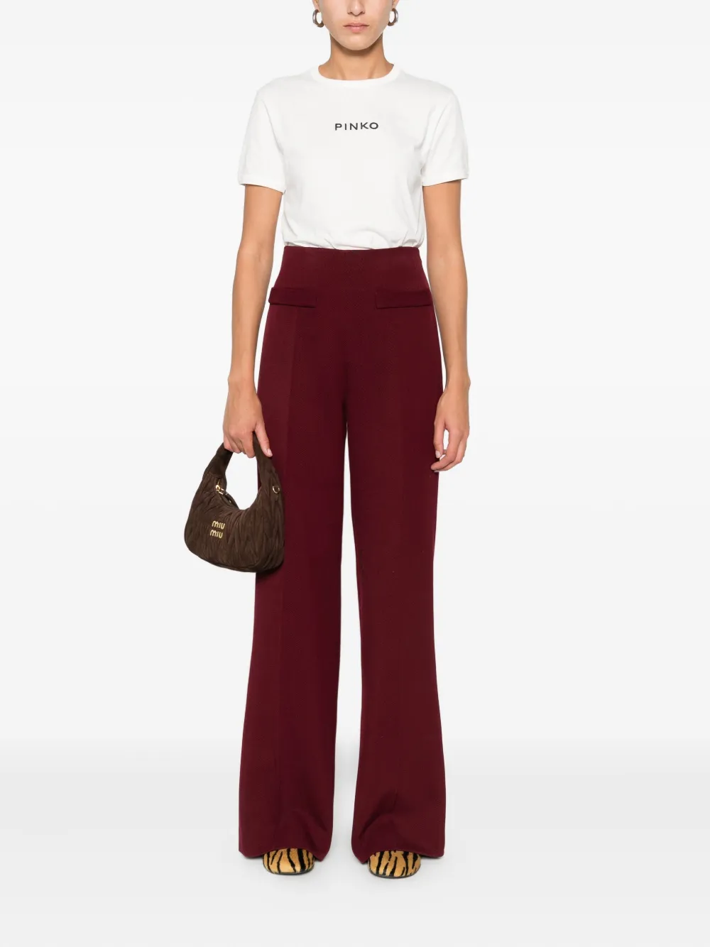 Pinko Logo-embroidered T-shirt In White