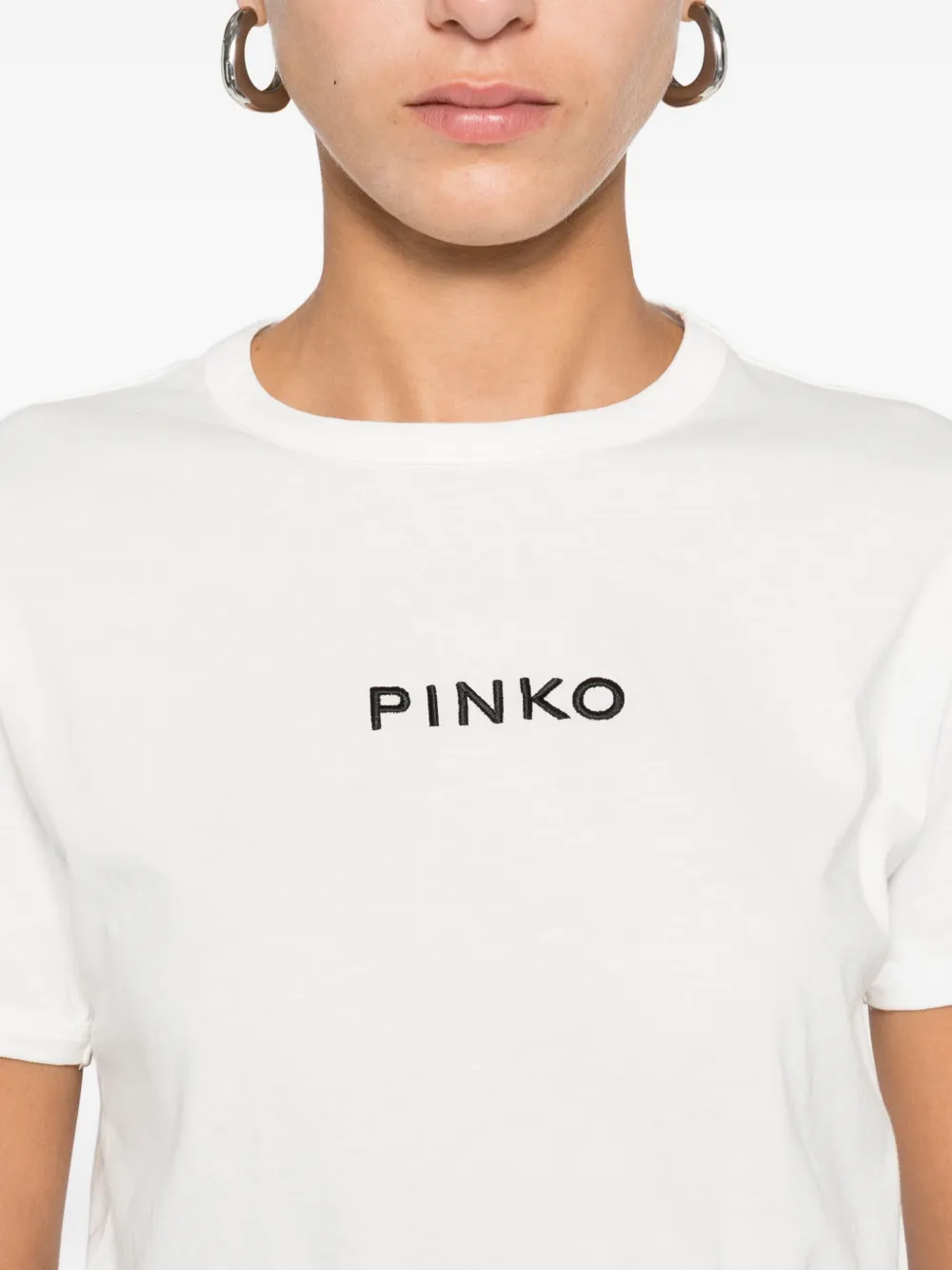 Pinko Logo-embroidered T-shirt In White
