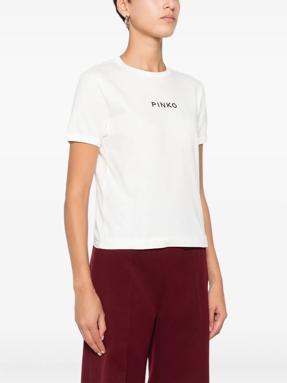 PINKO T-shirt met geborduurd logo Wit