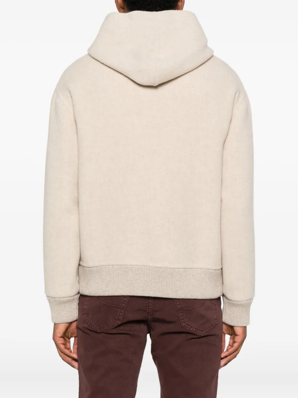Fedeli Hooded Zip-front Jacket In Neutral