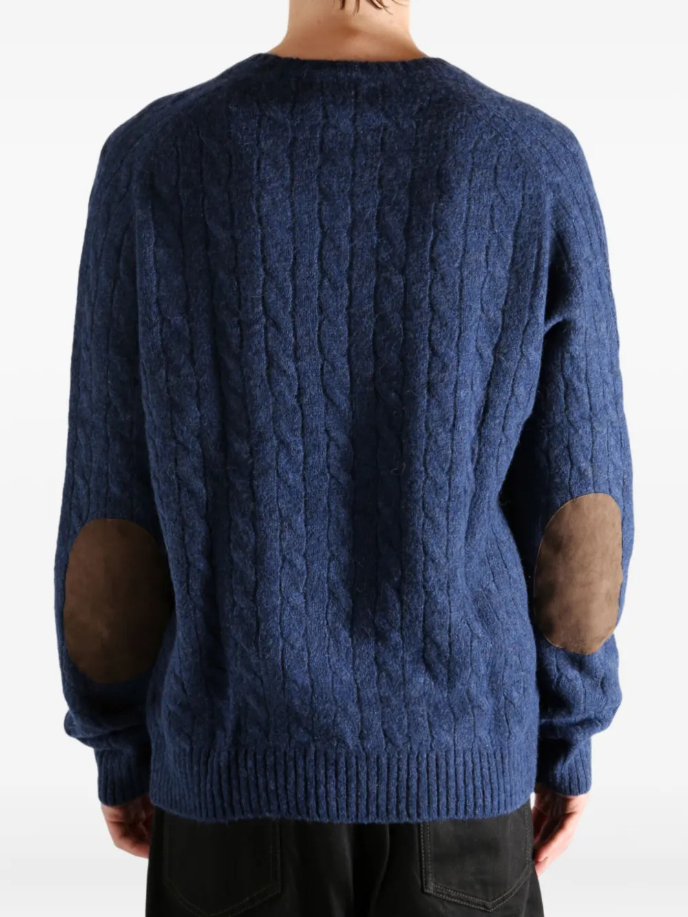 Polo Ralph Lauren Kabelgebreide trui met elleboogpatch Blauw