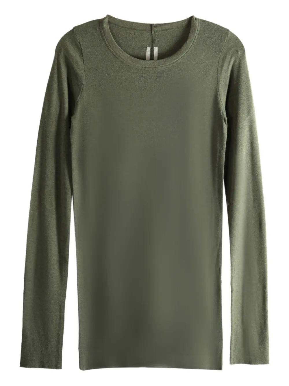 Rick Owens Long Sleeve Ribbed Knit Crew Neck Sweater In Green