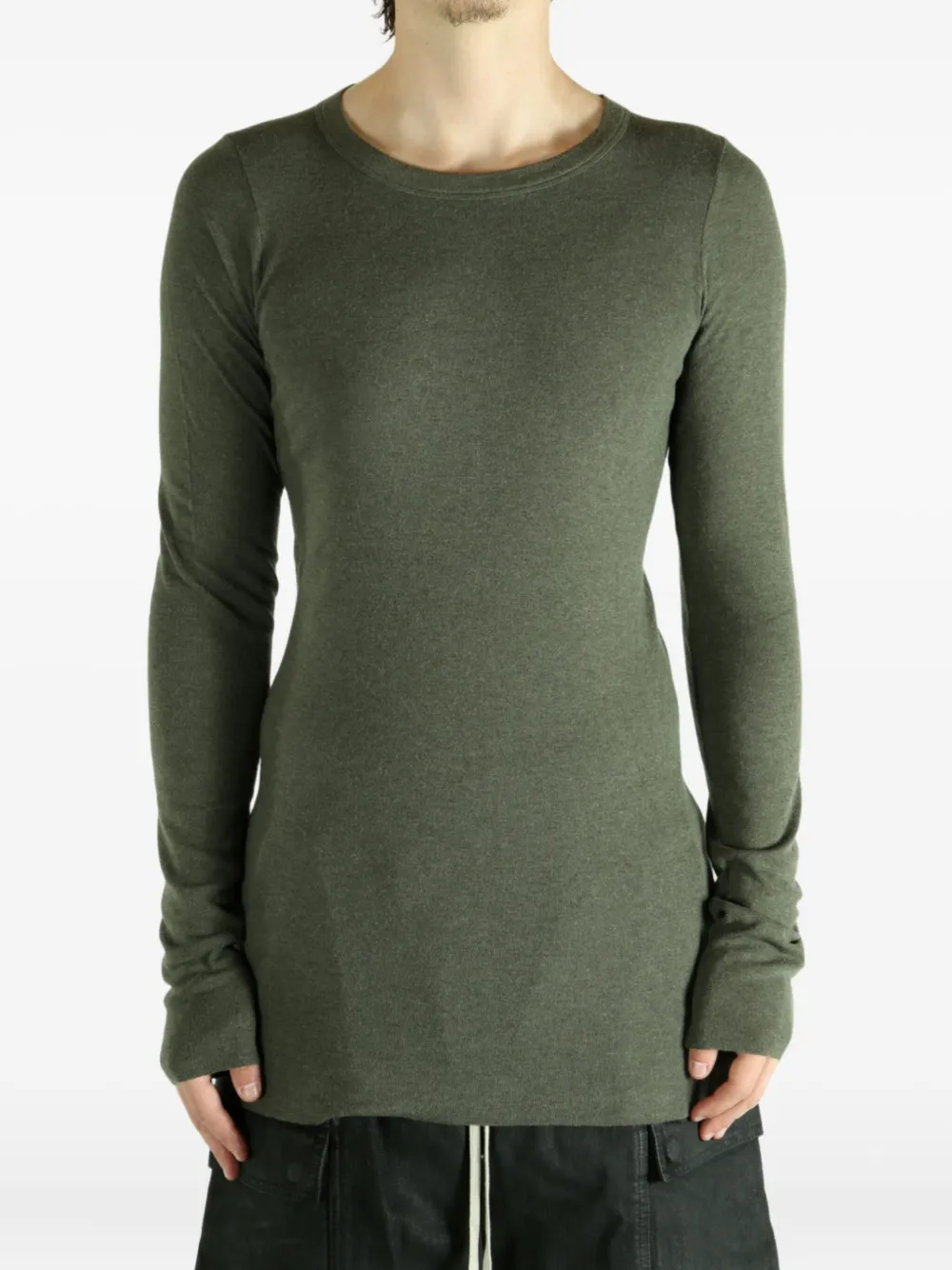 Rick Owens long-sleeve ribbed T-shirt | Green | Image 1
