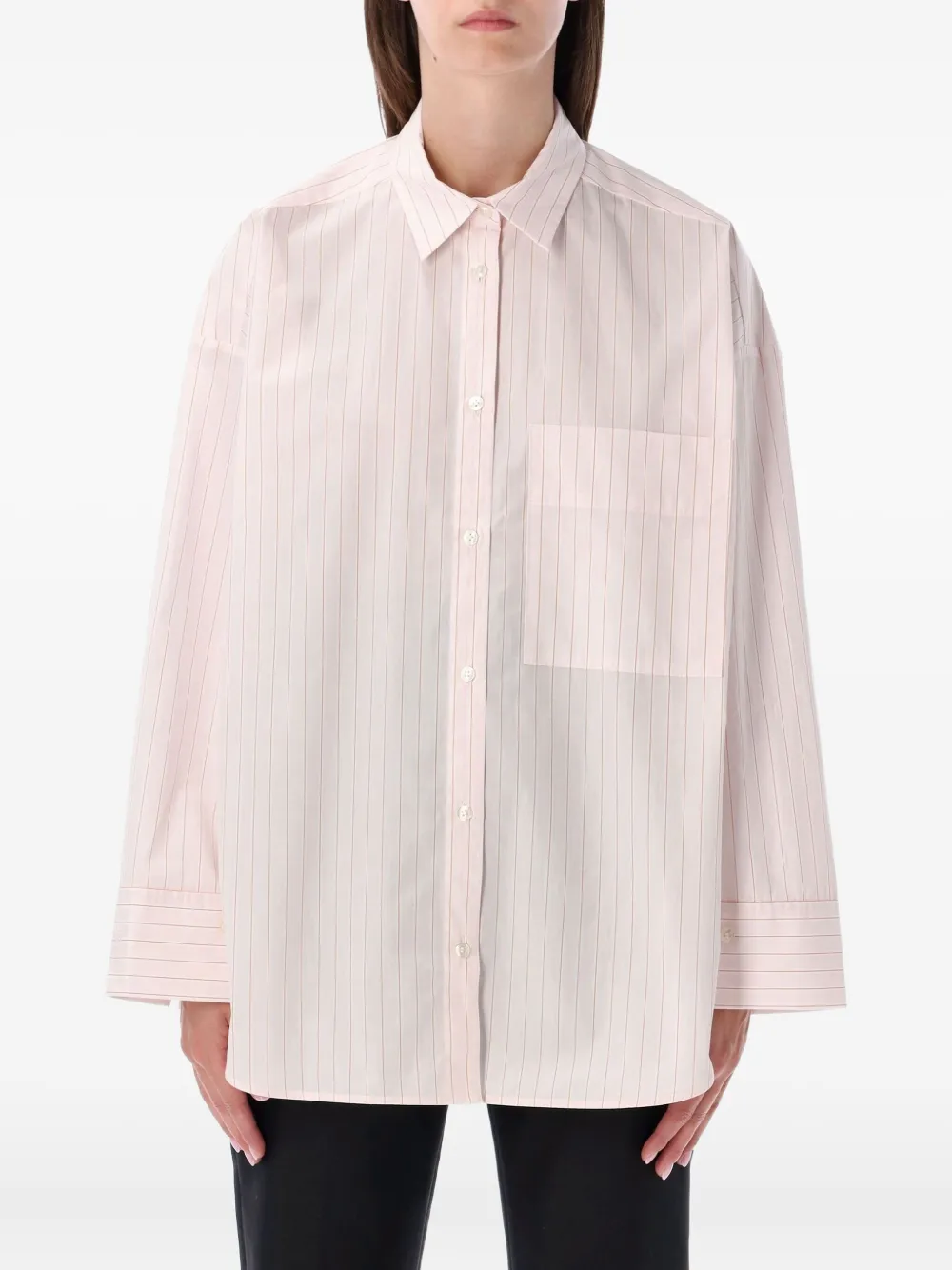 By Malene Birger Derris pinstripe-pattern pocket shirt | White | Image 1