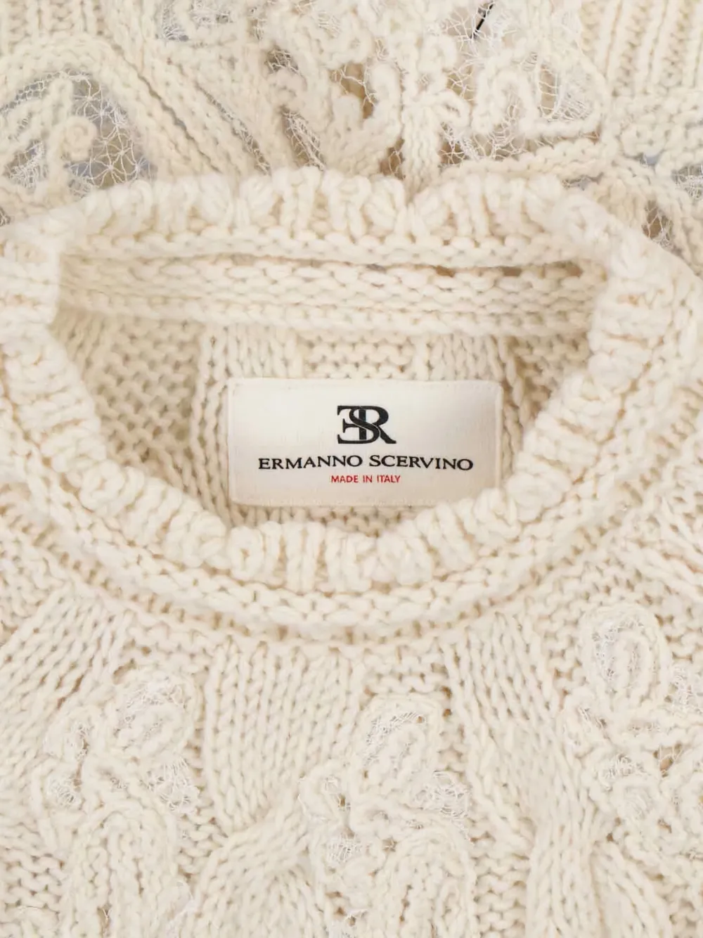 Ermanno Scervino Knitwear With Crewneck And Asymmetric Hem In Neutral