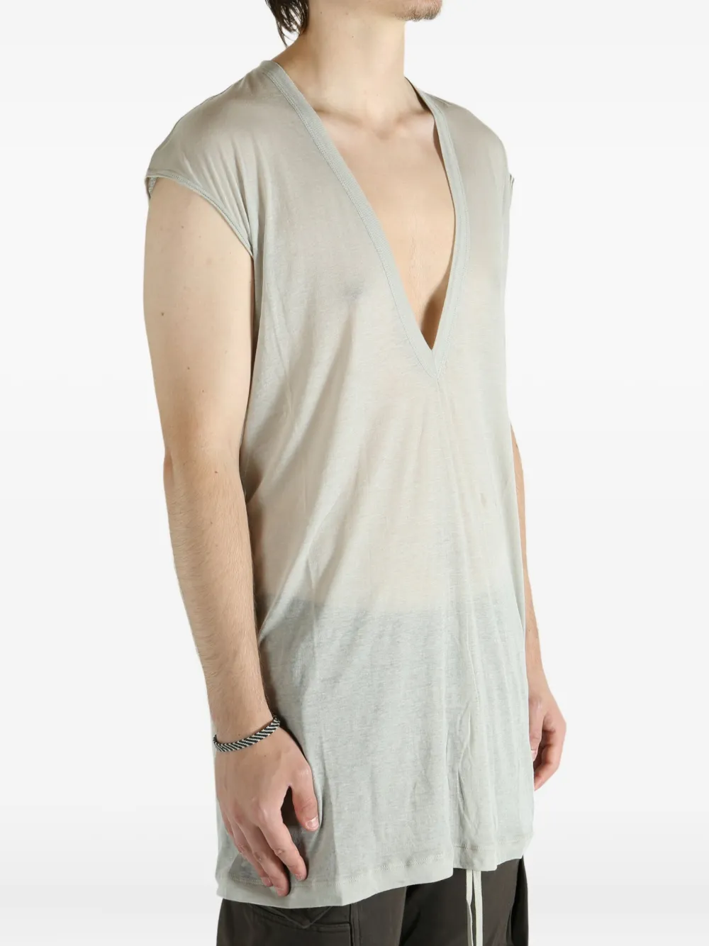 Rick Owens Plunge-neck Sleeveless Tank Top In Silver