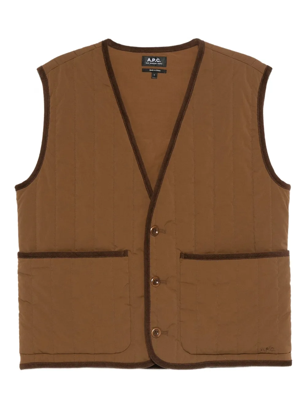 A.P.C. V-neck quilted-pattern gilet | Brown | Image 1