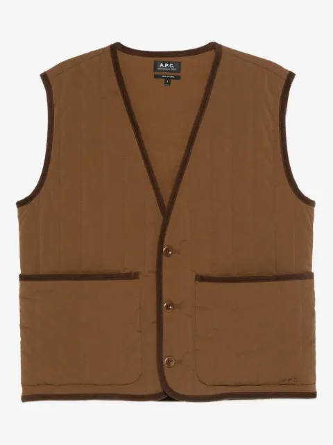 A.P.C. V-neck quilted-pattern gilet