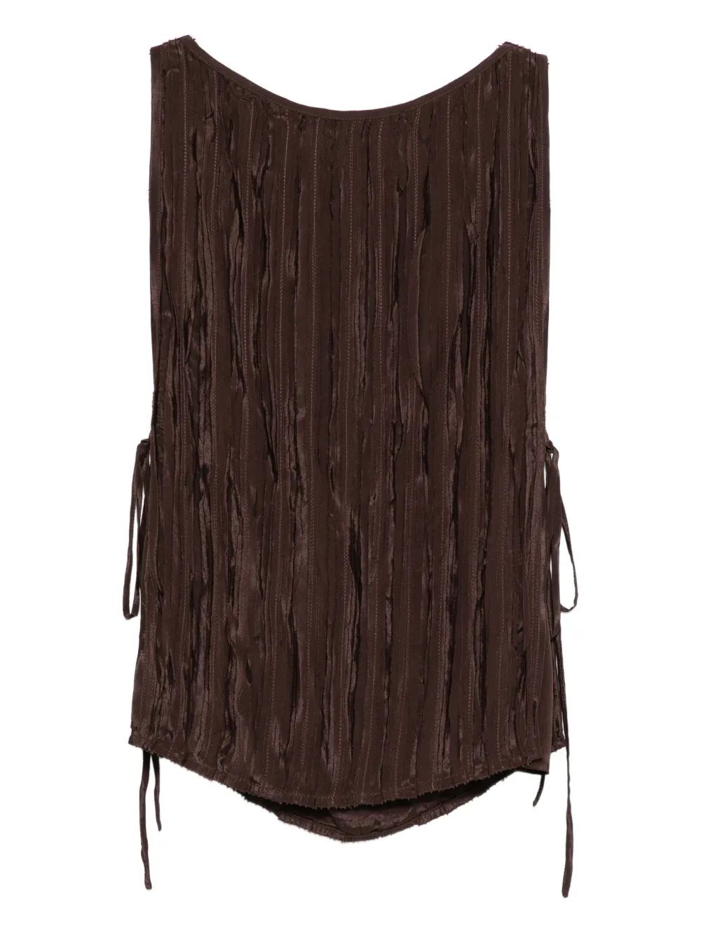 Alysi tie-detail pleated top - Bruin