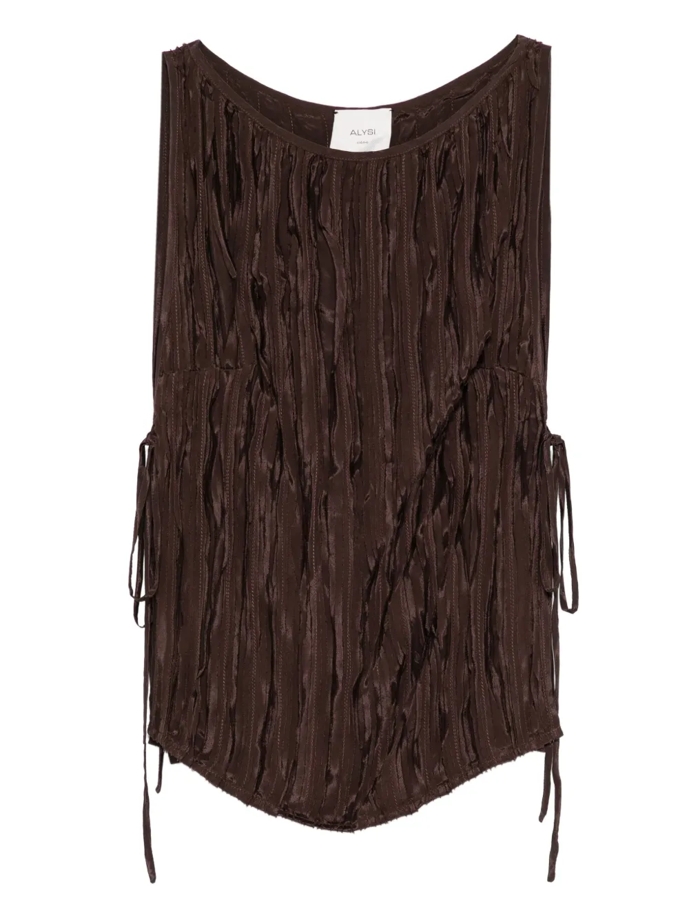 Alysi tie-detail pleated  top | Brown | Image 1