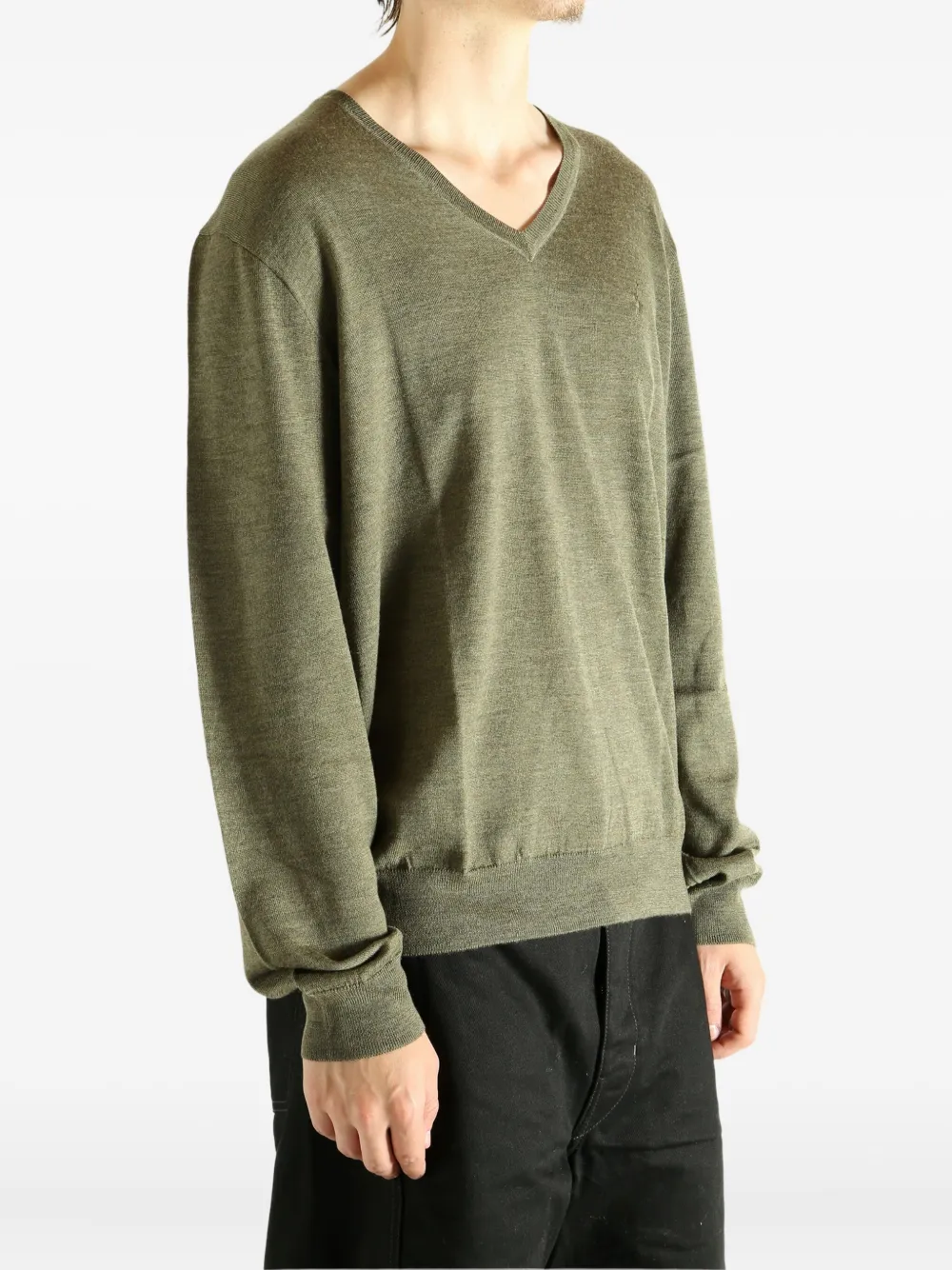 Polo Ralph Lauren Long Sleeve Merino V Neck Sweater In Green