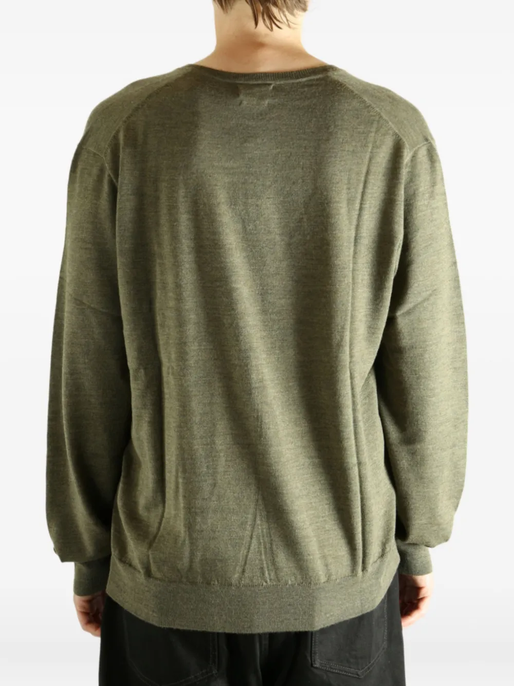 Polo Ralph Lauren Long Sleeve Merino V Neck Sweater In Green