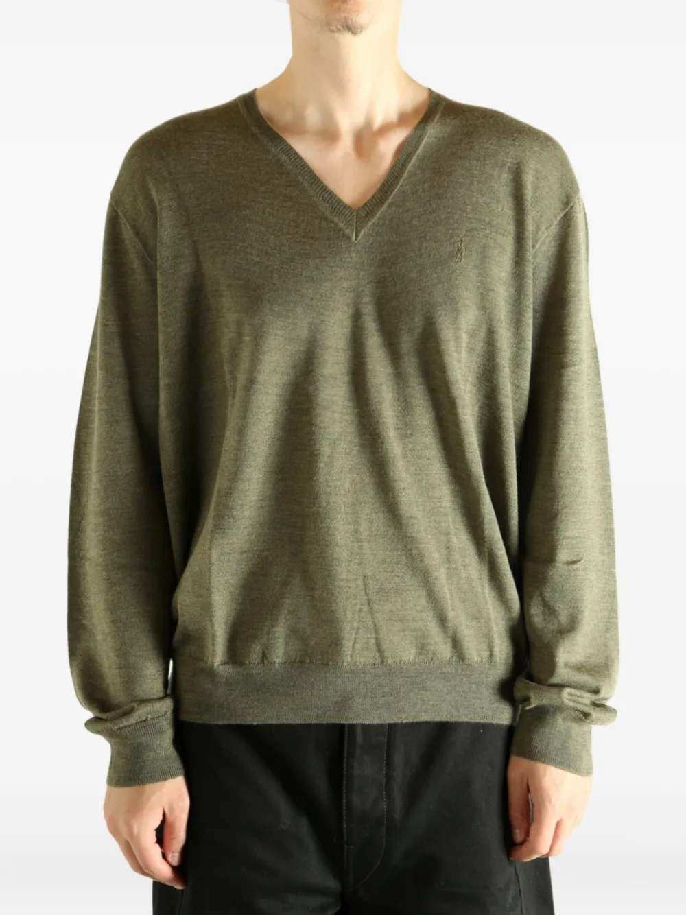 Polo Ralph Lauren Long Sleeve Merino V Neck Sweater In Green
