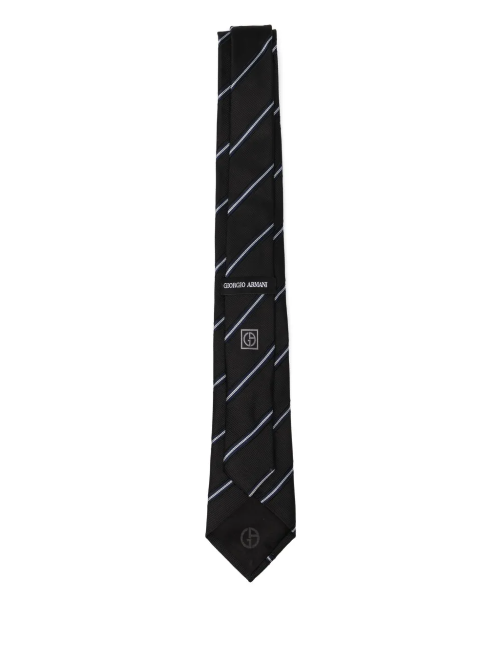 Giorgio Armani Regimental stropdas - Zwart