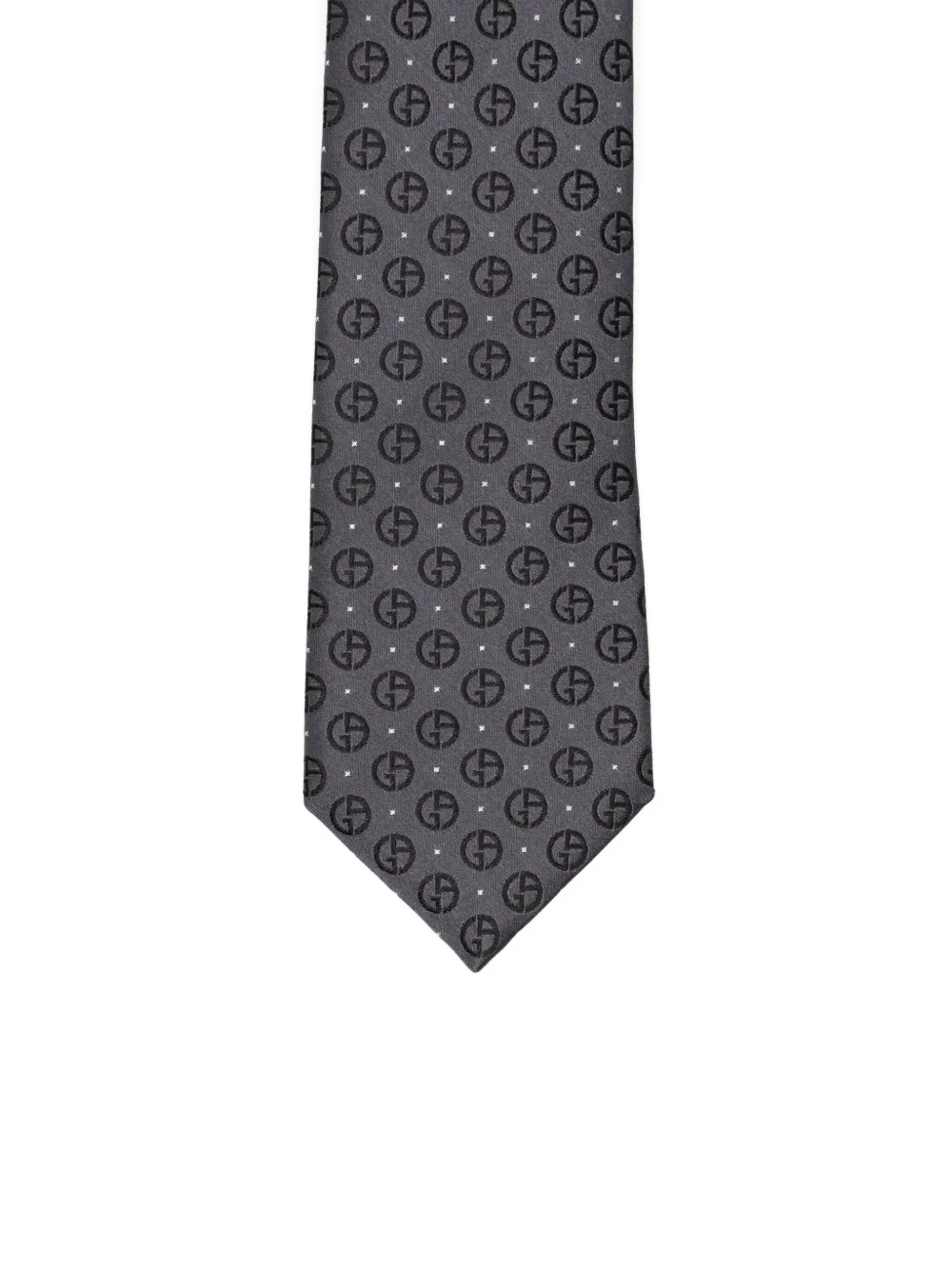 Giorgio Armani Monogram Silk Tie In Blue