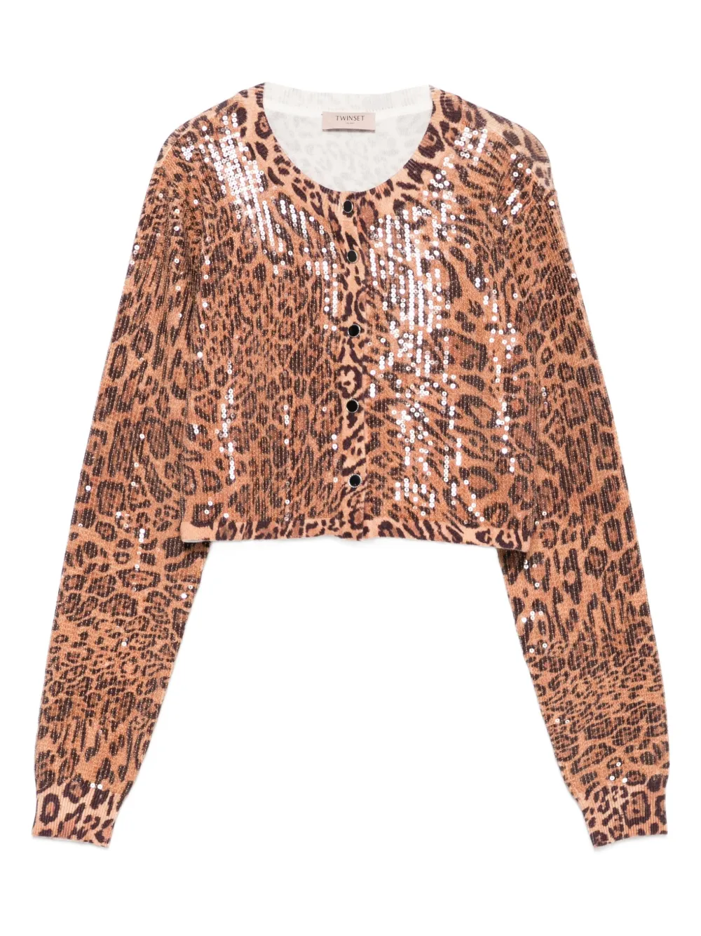 TWINSET leopard-print sequin cardigan - Brown