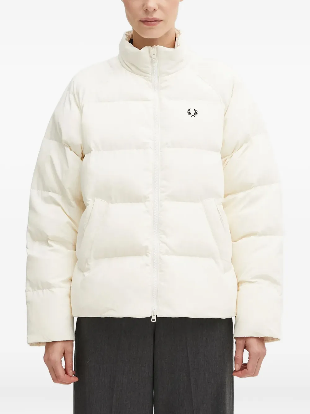 Fred Perry logo-embroidered puffer jacket | White | Image 1