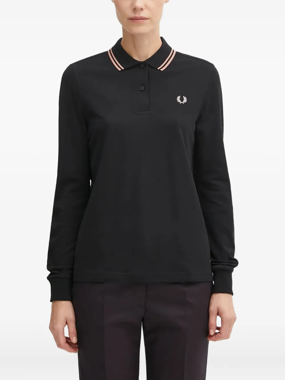 Fred Perry Logo-embroidered Polo Top In Black