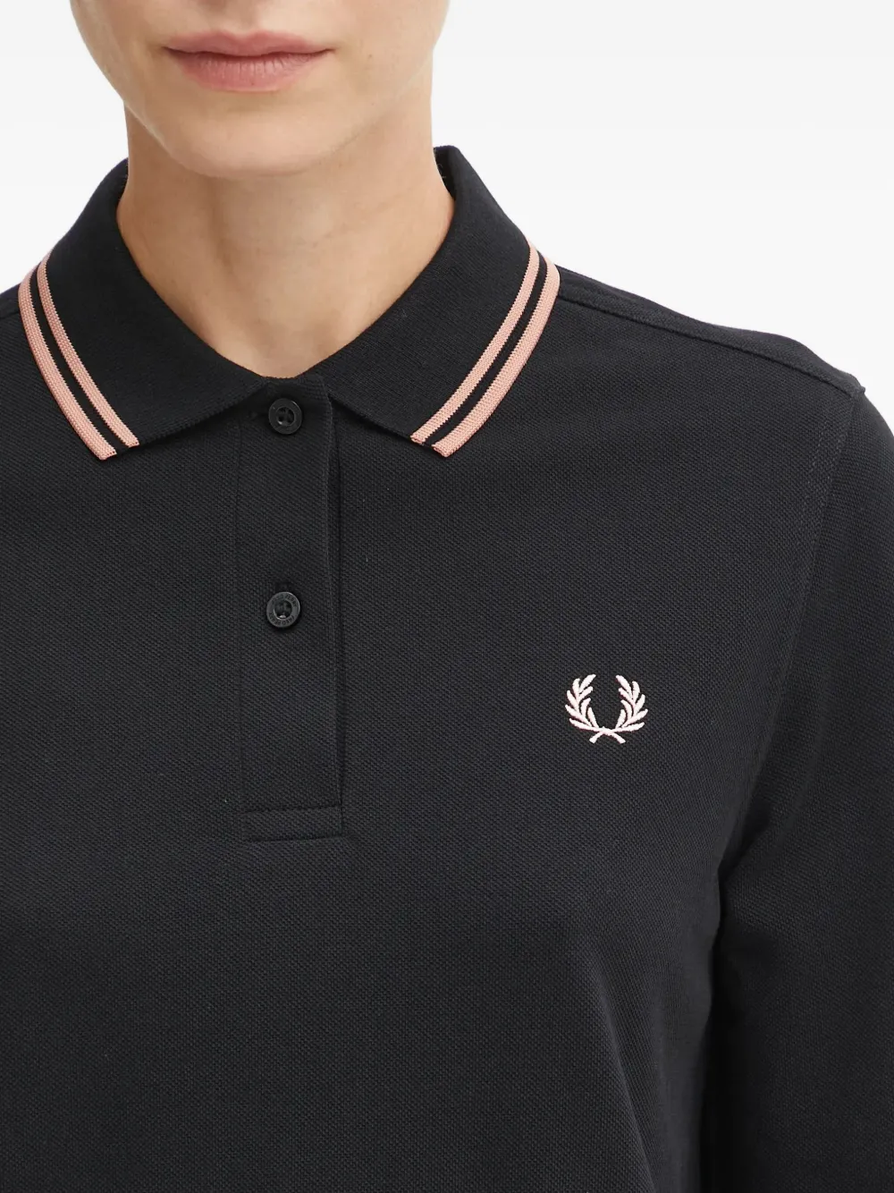 Fred Perry Logo-embroidered Polo Top In Black