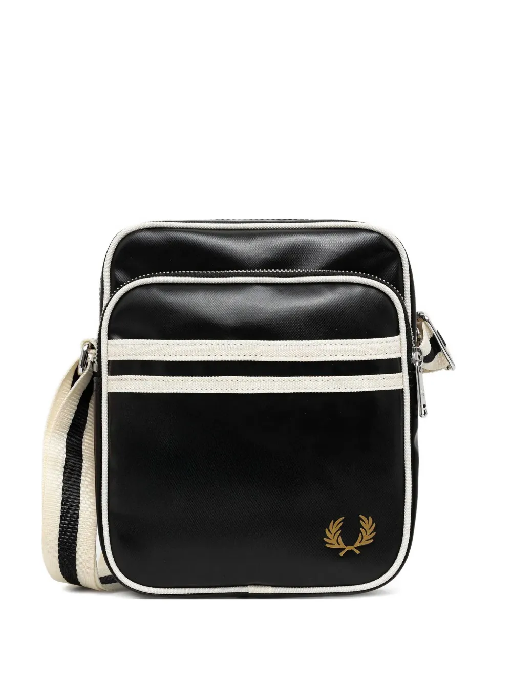 Fred Perry Black Canvas Crossbody Bag In Black