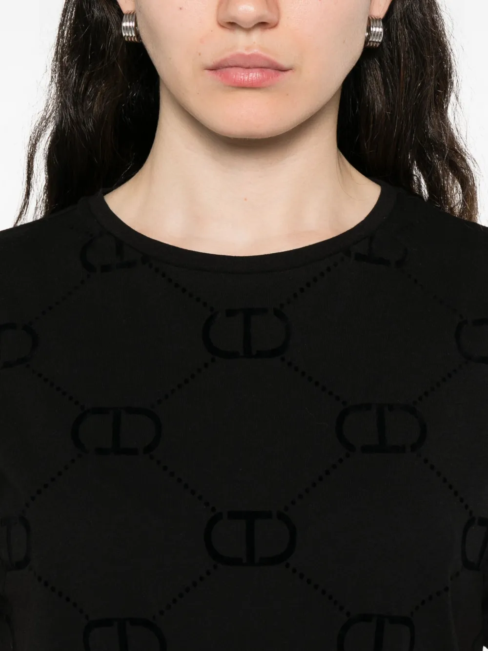 Twinset Logo-pattern T-shirt In Black