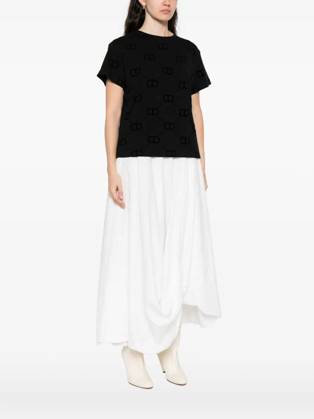 Twinset Logo-pattern T-shirt In Black
