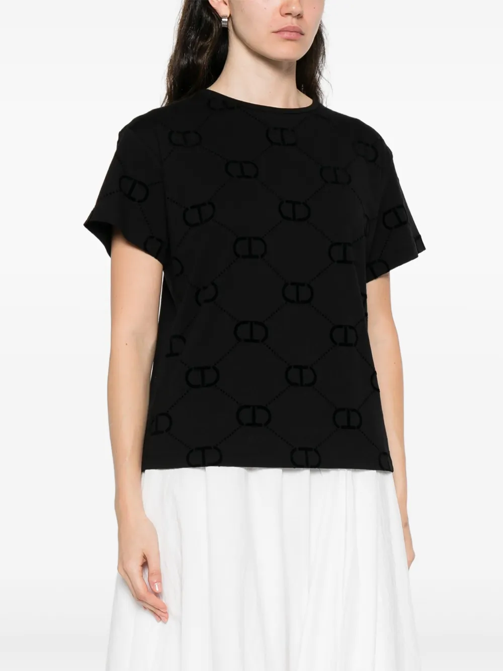 TWINSET T-shirt met logopatroon Zwart