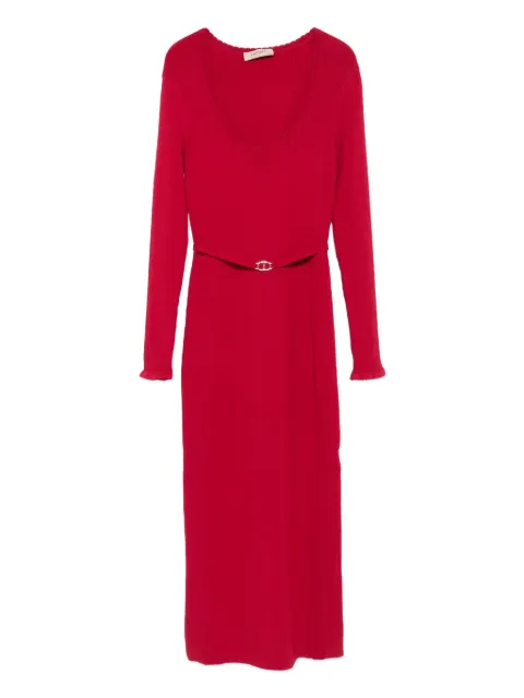 TWINSET vestido tejido de canalé con cinturón