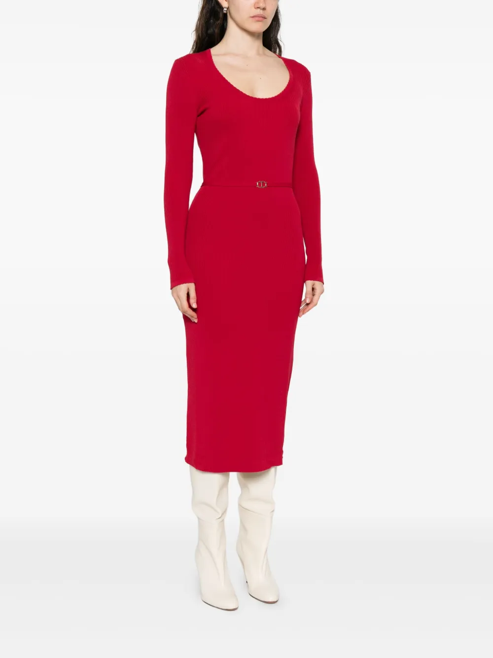 TWINSET Ribgebreide jurk Rood