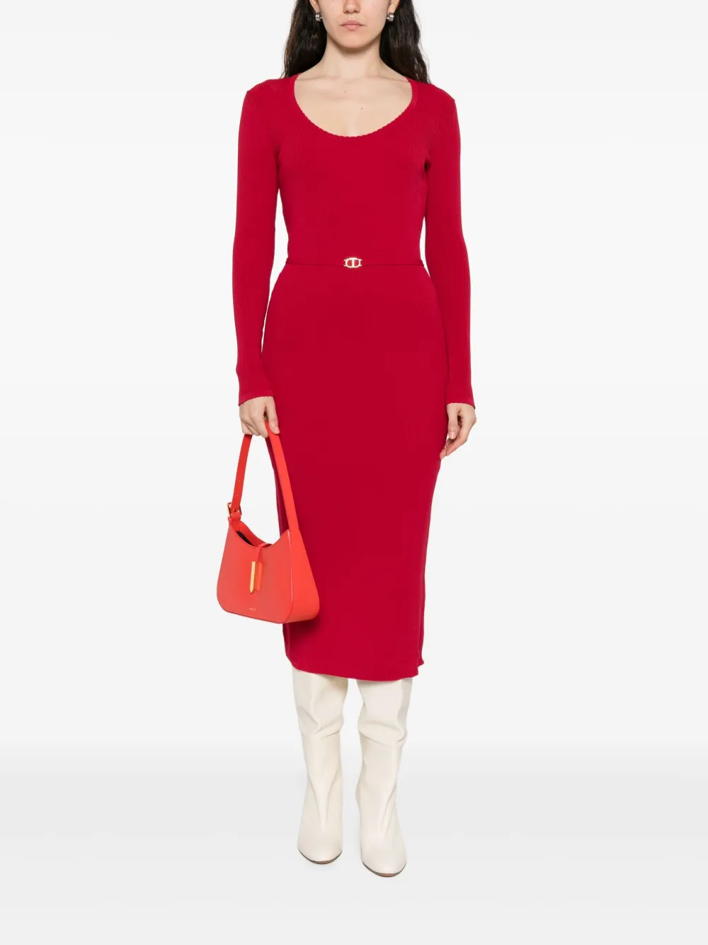 TWINSET Ribgebreide jurk - Rood