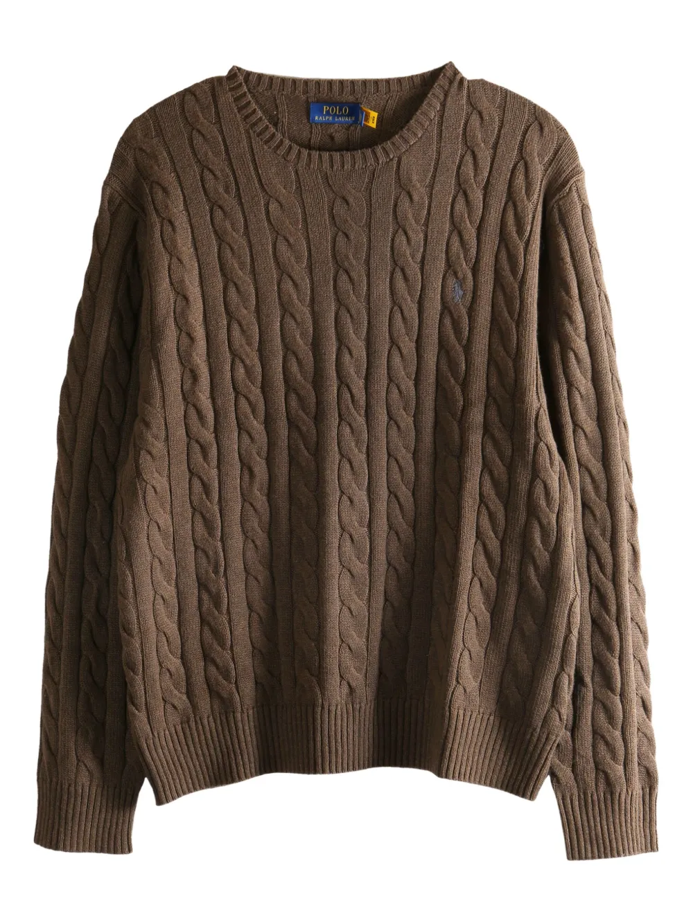 Polo Ralph Lauren cable knit crew neck sweater - ブラウン Polo Ralph Lauren cable knit crew neck sweater - ブラウン