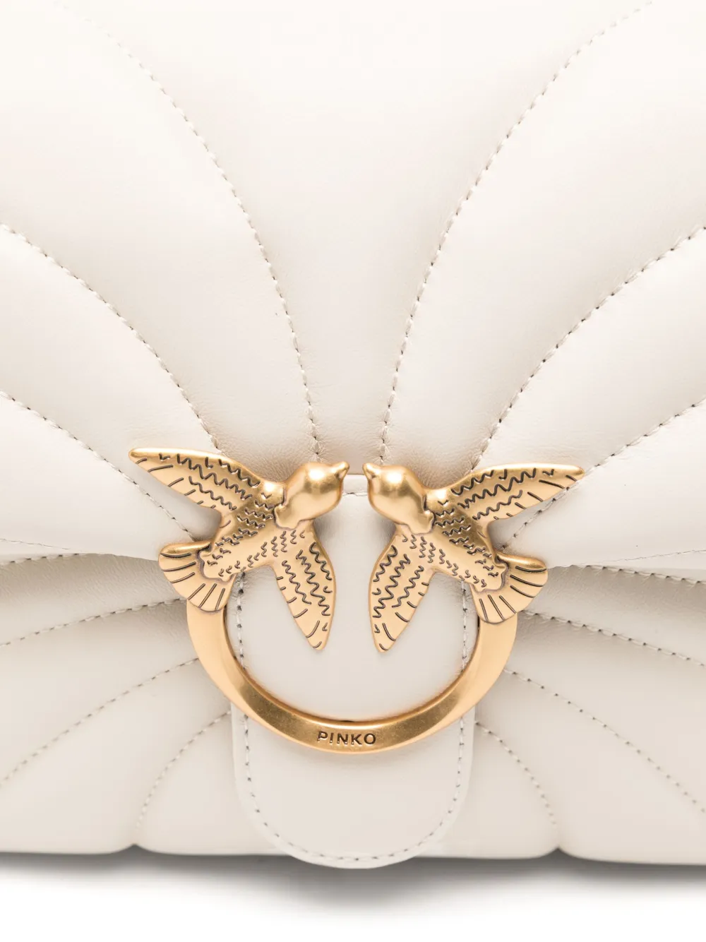 PINKO Gewatteerde schoudertas verfraaid met vogel Beige