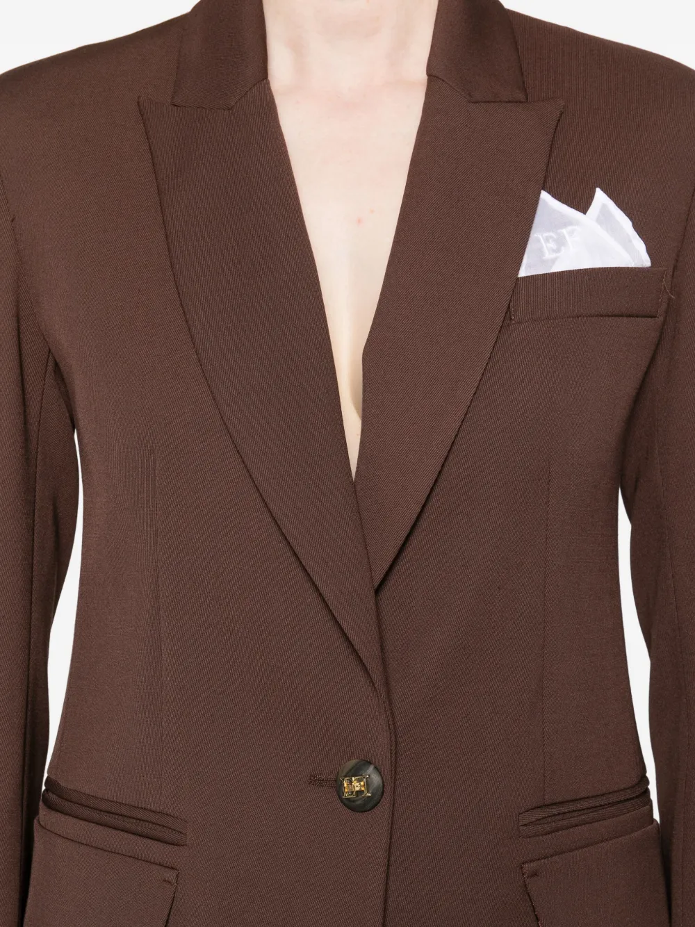 Elisabetta Franchi Single-button Pocket Jacket In Brown